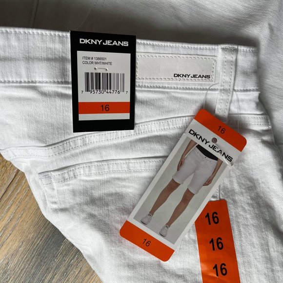 DKNY White Bermuda Shorts, Cotton Blend, 16, NWT - Picture 6 of 9